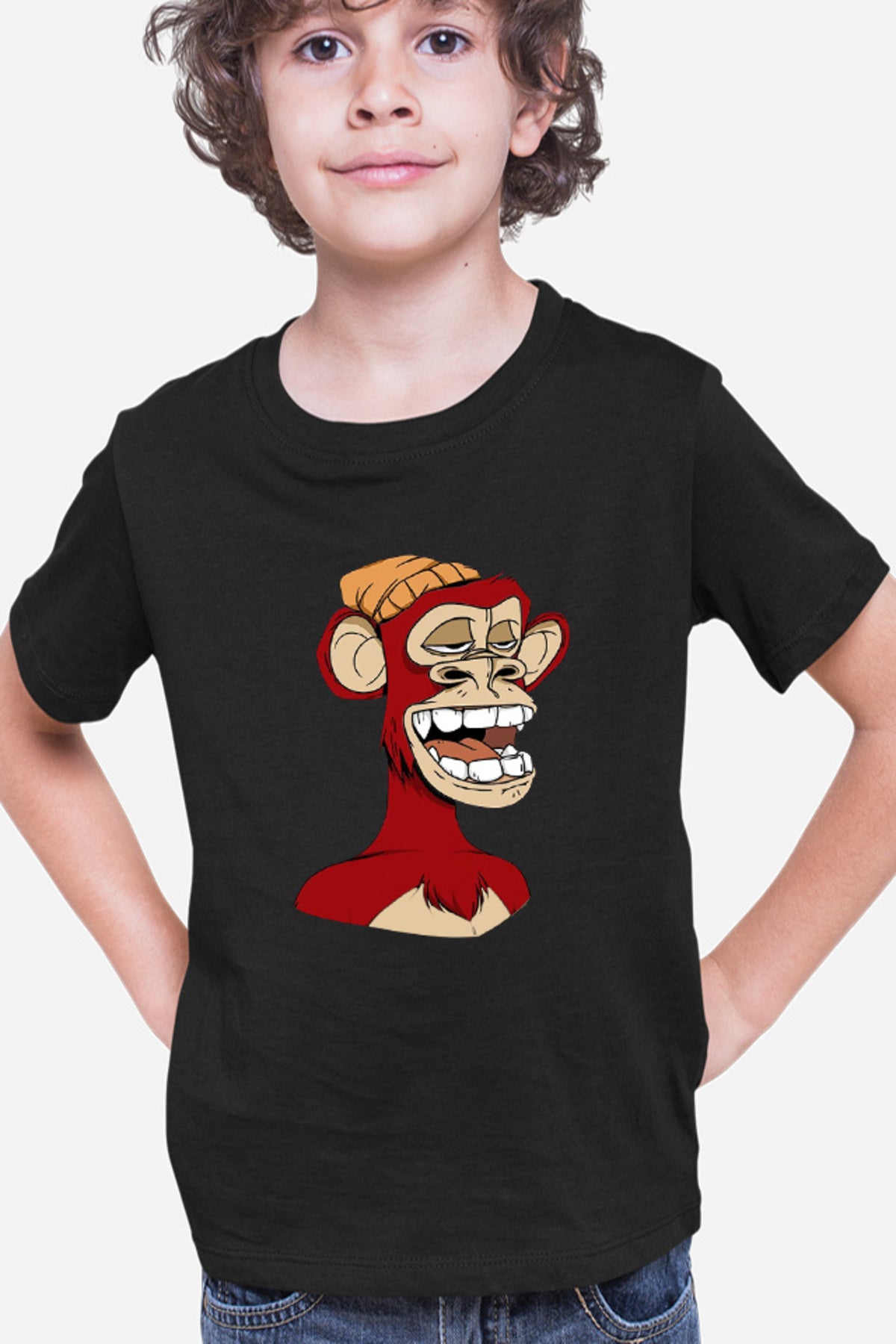 Tricou copii NFT Monkey Artist Brilliant Idea Concept Block Chain
