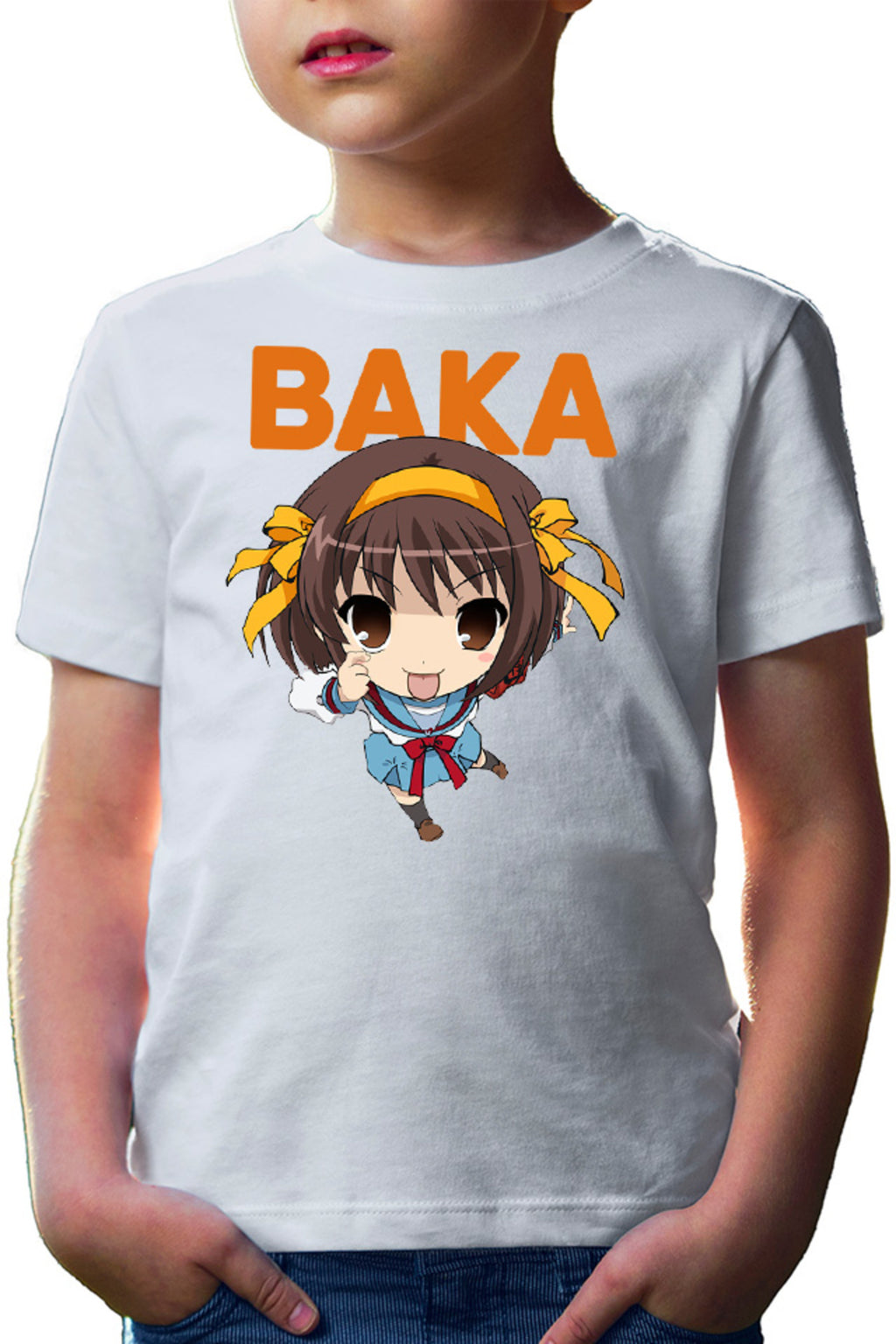 Tricou copii Haruhi Suzumiya Baka Emoji Chibi Otaku Anime Japan