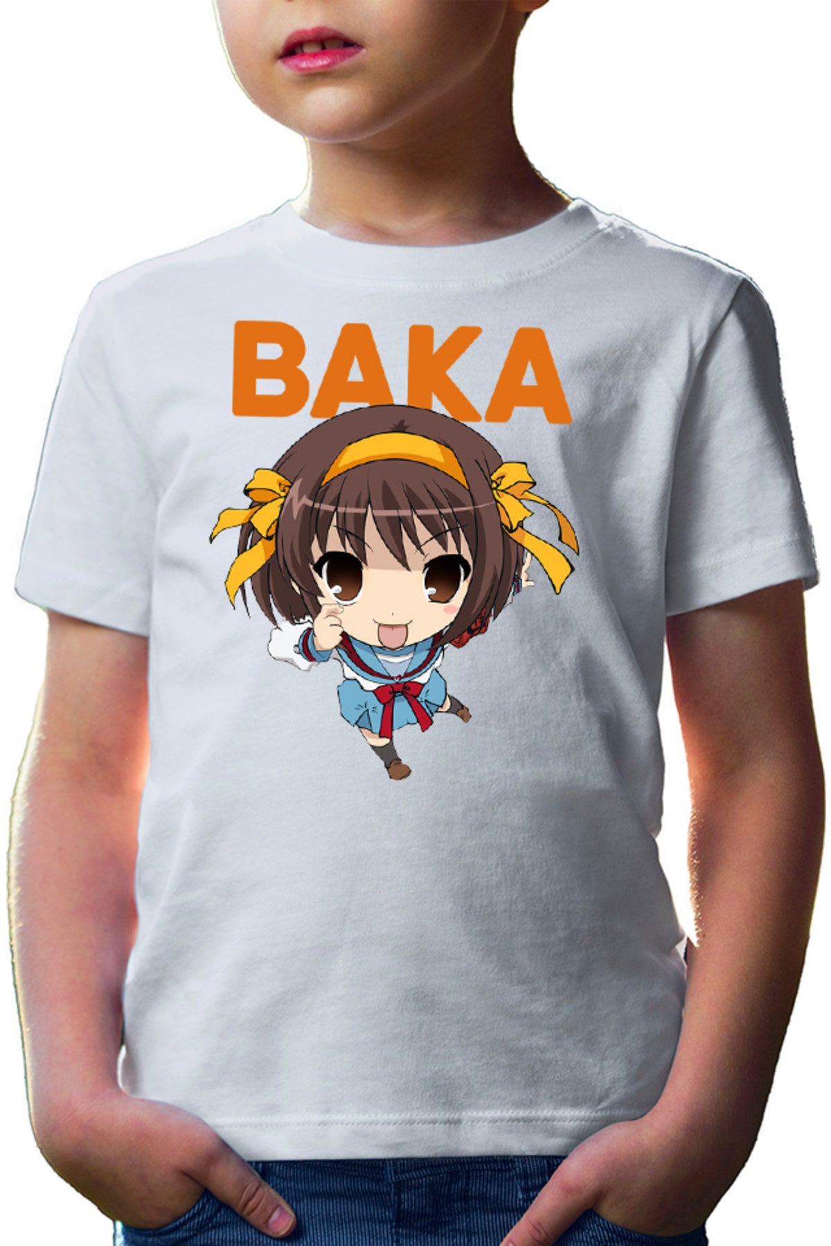 Tricou copii Haruhi Suzumiya Baka Emoji Chibi Otaku Anime Japan