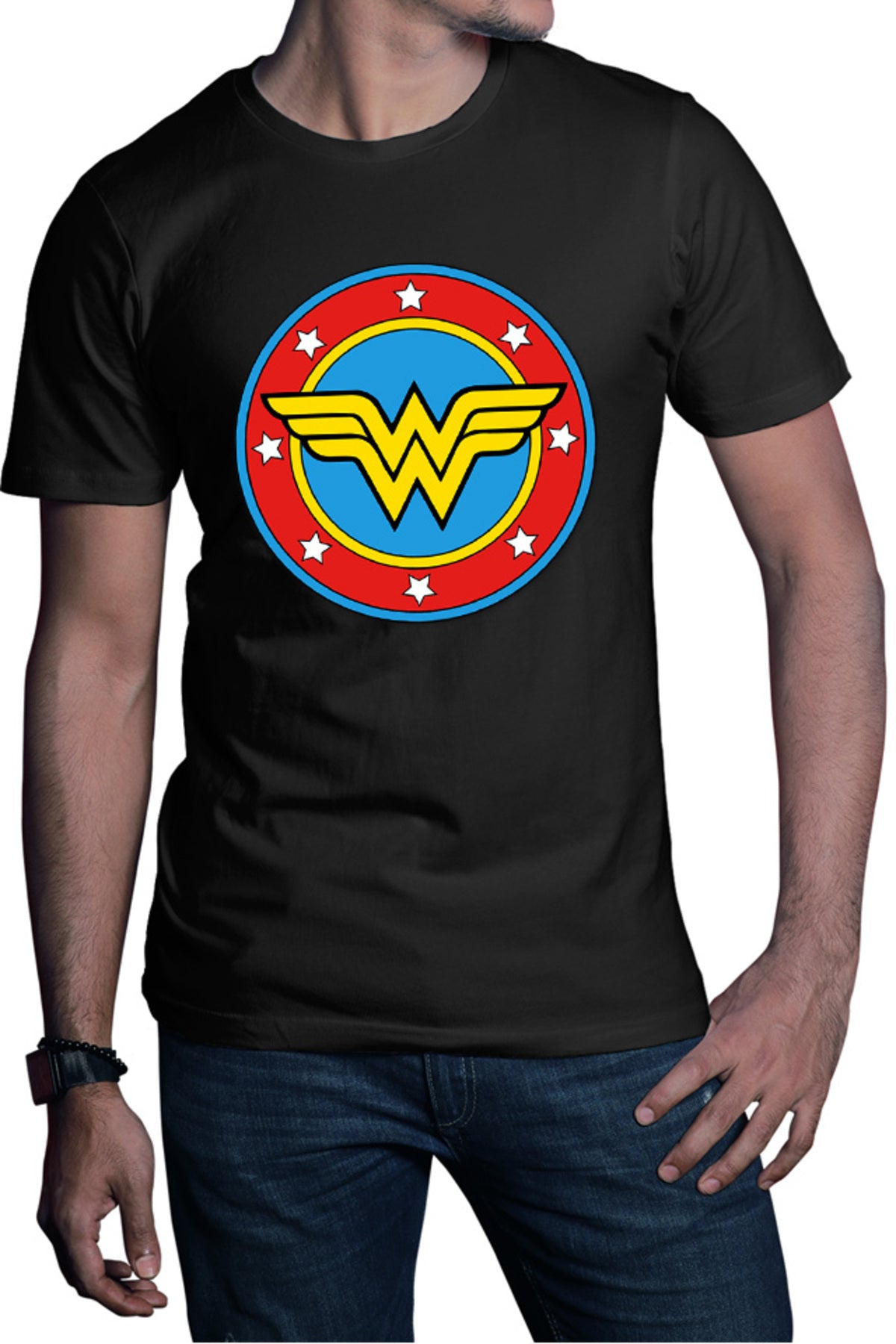 Tricou barbati Wonder Woman Logo Symbol Stars Flag Round Marvel DC