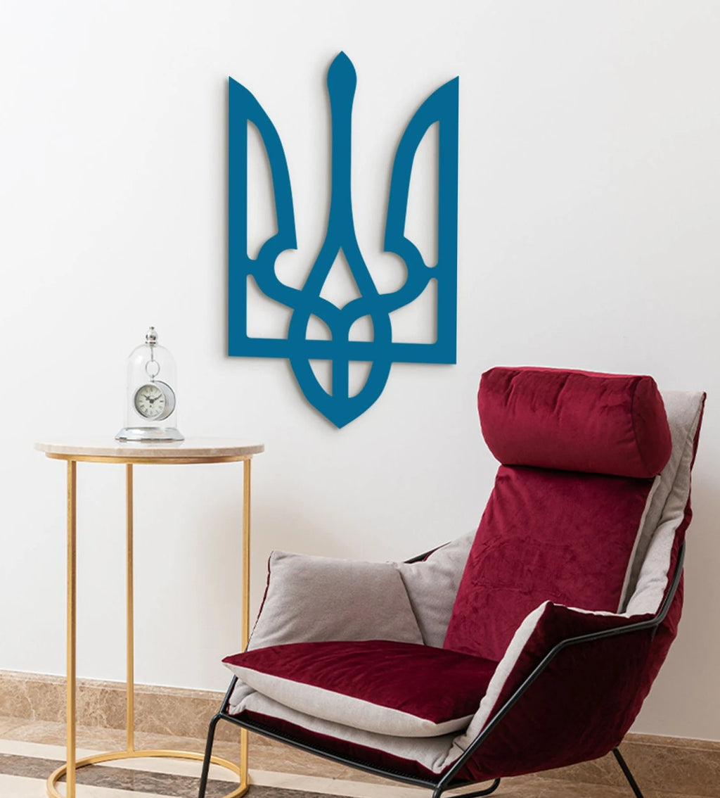 Ukraine Flag Tryzub Wood Wall Decor, Ukrainian Coat of Arms
