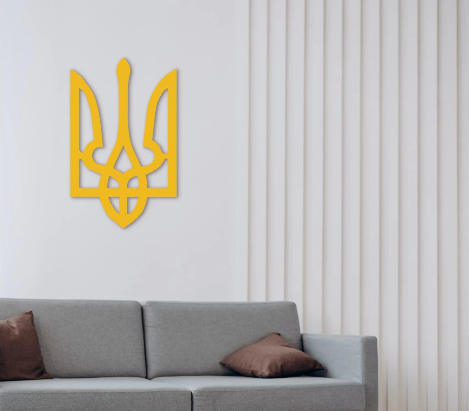 Ukraine Flag Tryzub Wood Wall Decor, Ukrainian Coat of Arms