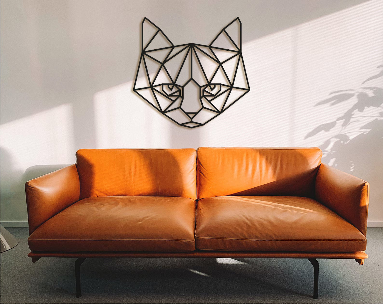 Geometric Cat Wall Decor: Wooden Animal Art