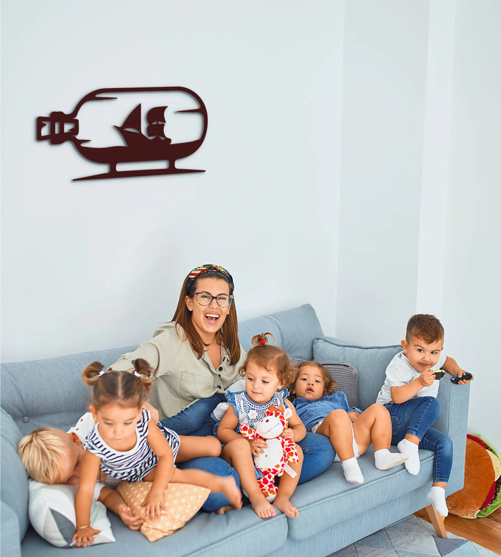 Wooden Sailboat Wall Art: 3D Shadow Effect, Laser Cut Ship