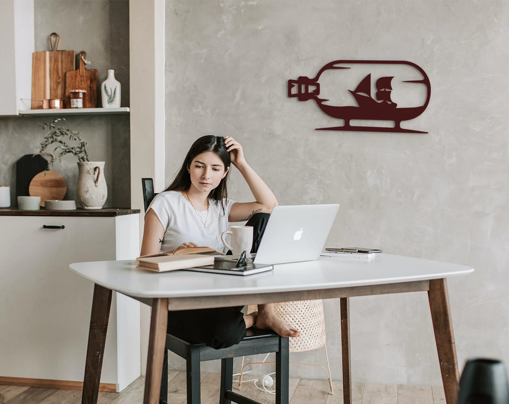 Wooden Sailboat Wall Art: 3D Shadow Effect, Laser Cut Ship