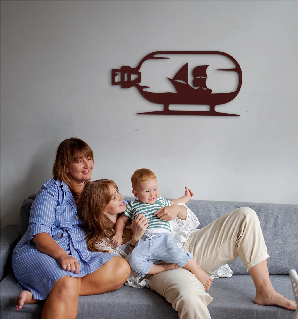 Wooden Sailboat Wall Art: 3D Shadow Effect, Laser Cut Ship
