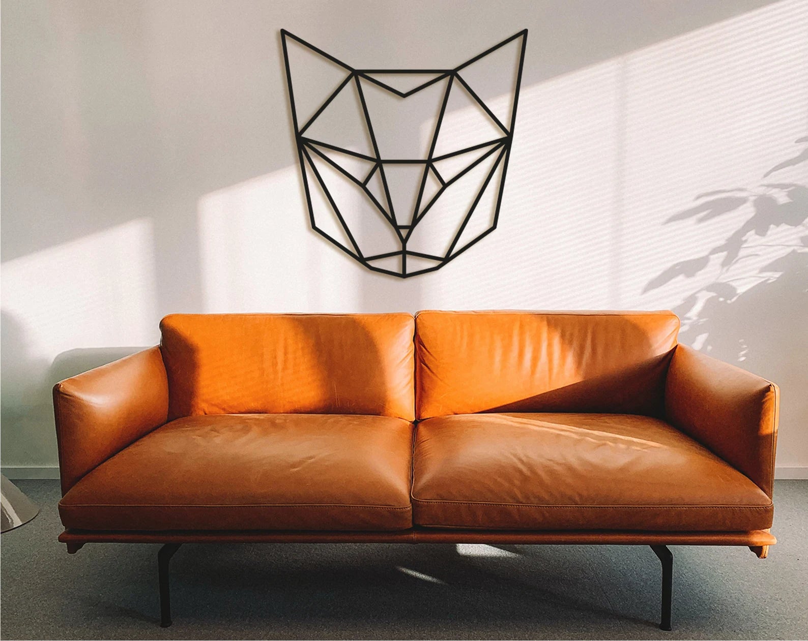 Geometric Cat Head Wall Decor: Wooden Animal Art
