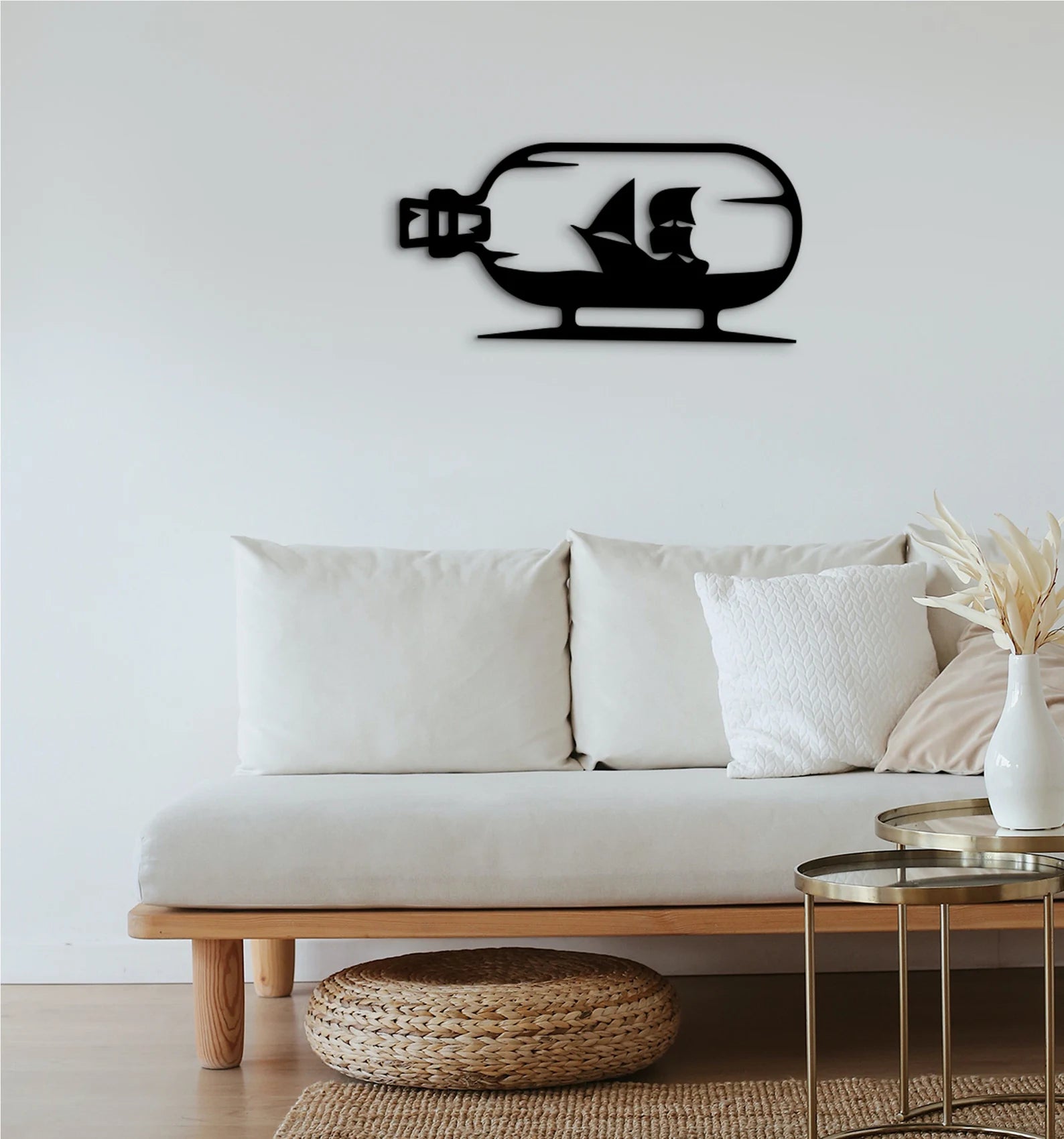 Wooden Sailboat Wall Art: 3D Shadow Effect, Laser Cut Ship