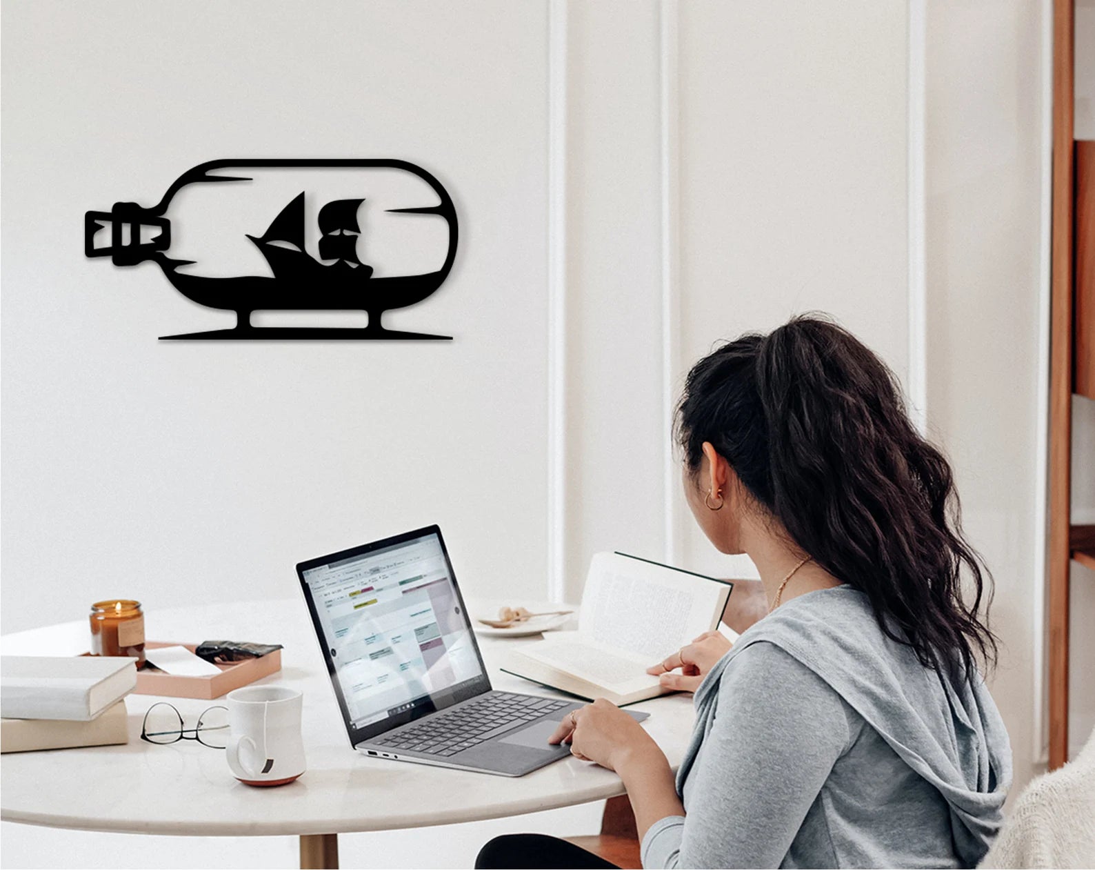 Wooden Sailboat Wall Art: 3D Shadow Effect, Laser Cut Ship
