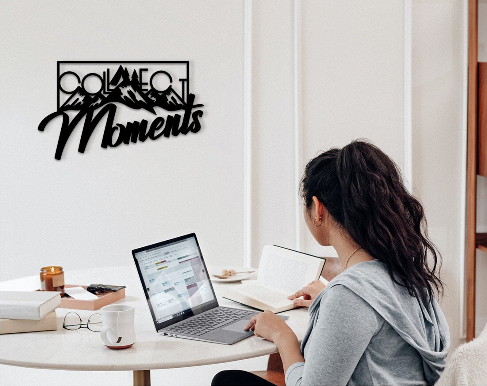 Collect Moments Wood Sign: Inspirational Wall Art Decor