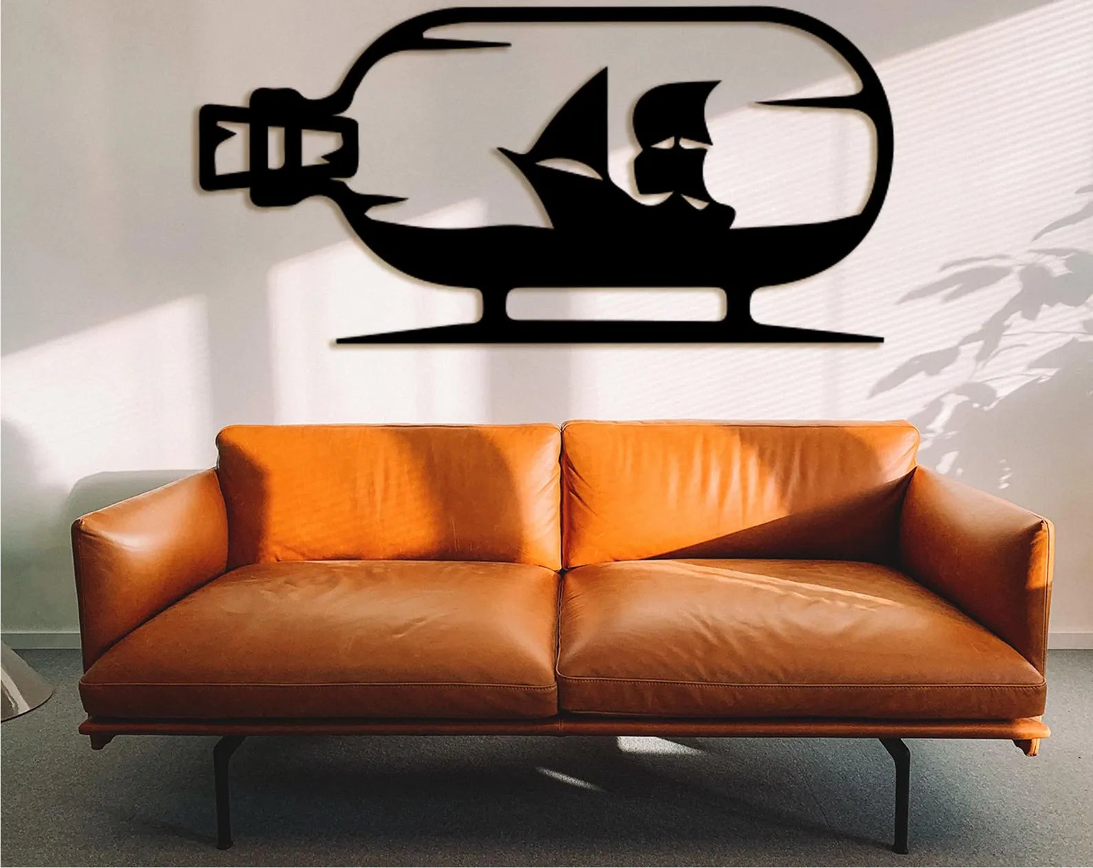 Wooden Sailboat Wall Art: 3D Shadow Effect, Laser Cut Ship