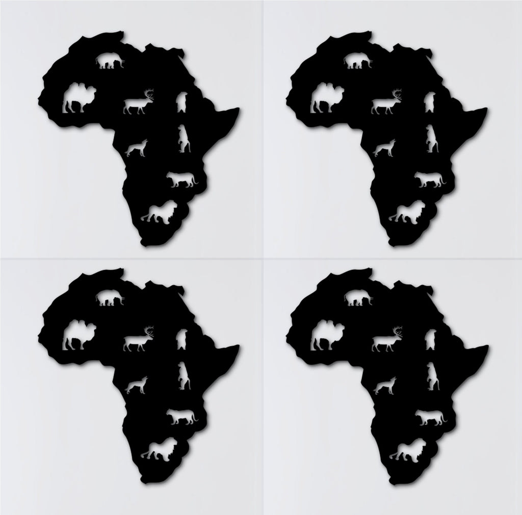 3D Africa Wood Wall Art: Animal Silhouette Decor