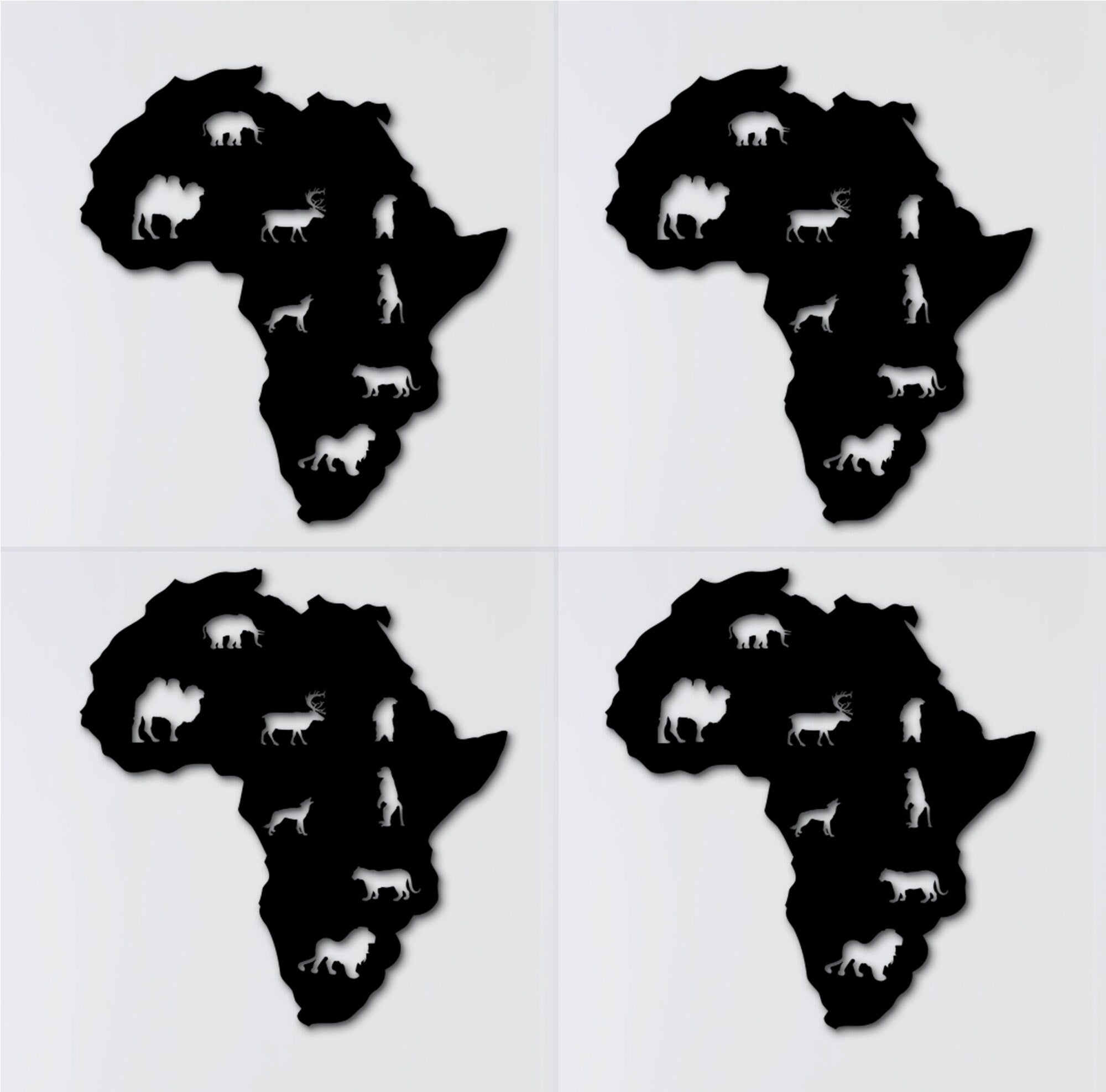 3D Africa Wood Wall Art: Animal Silhouette Decor