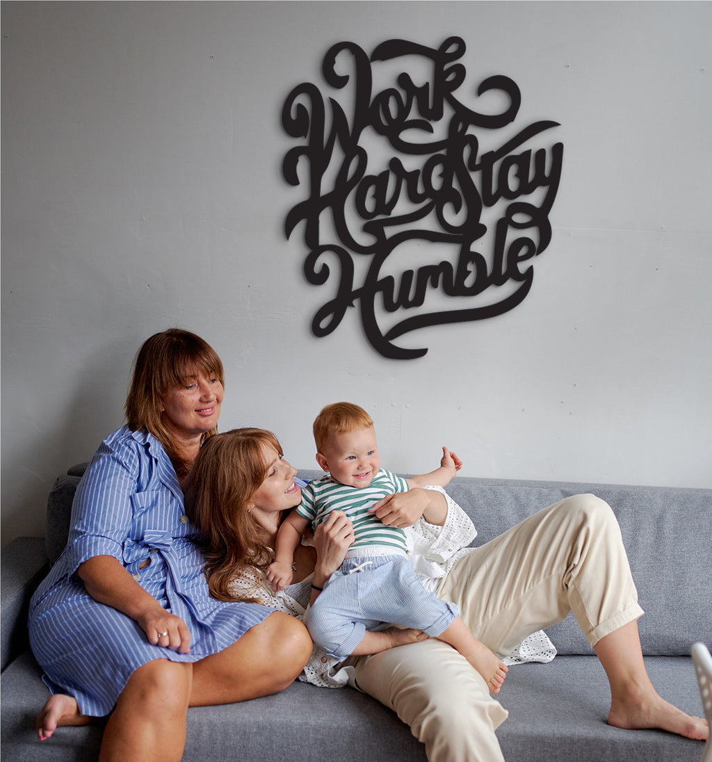 Work Hard Stay Humble Wood Sign: Laser Cut Motivational Wall Decor