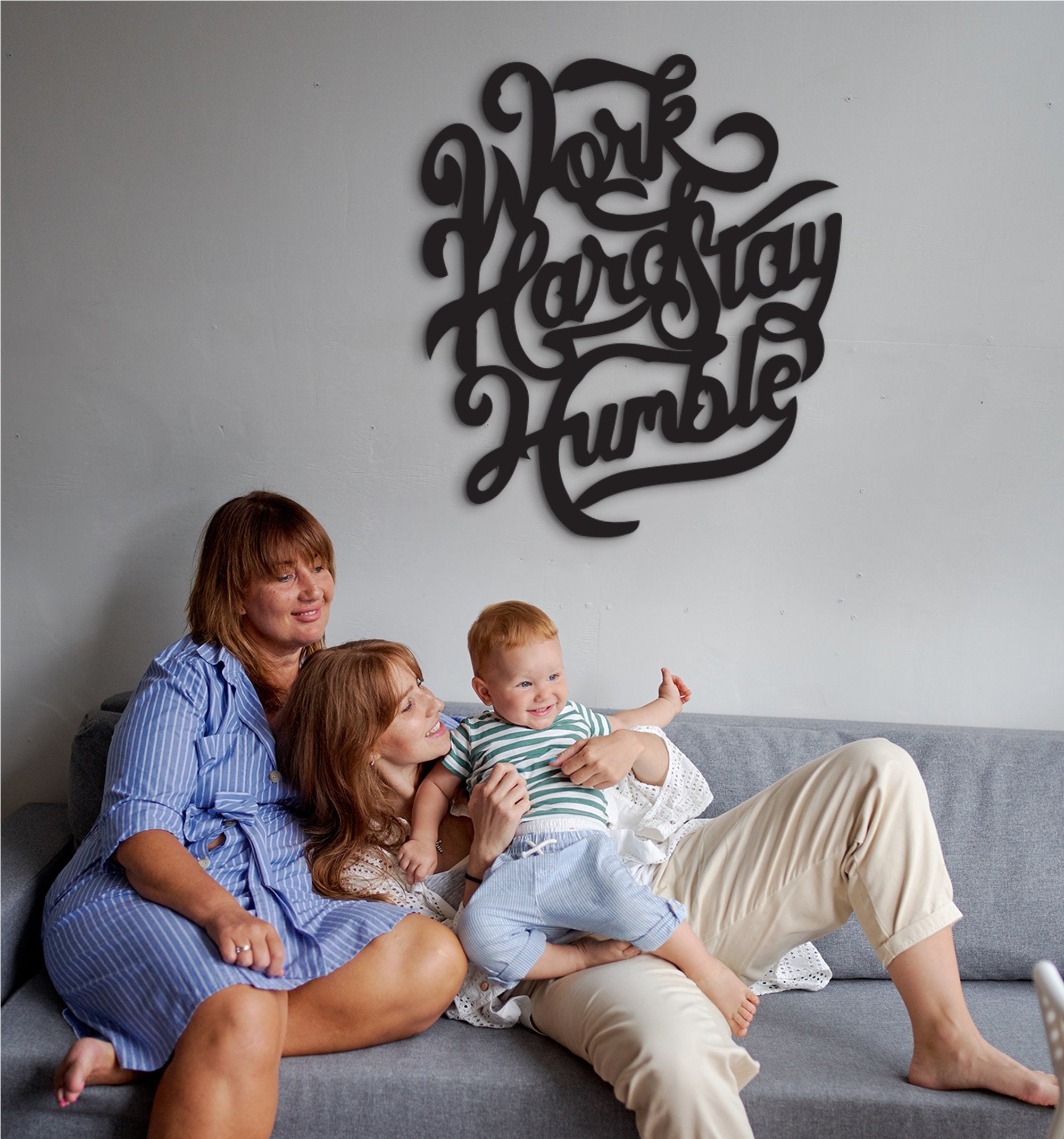 Work Hard Stay Humble Wood Sign: Laser Cut Motivational Wall Decor