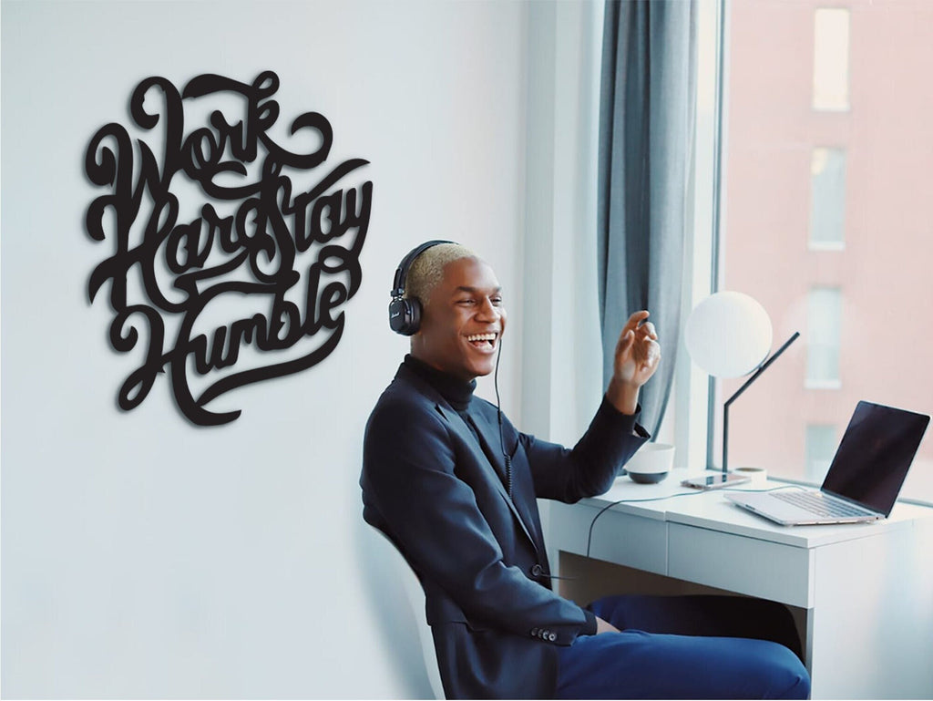 Work Hard Stay Humble Wood Sign: Laser Cut Motivational Wall Decor
