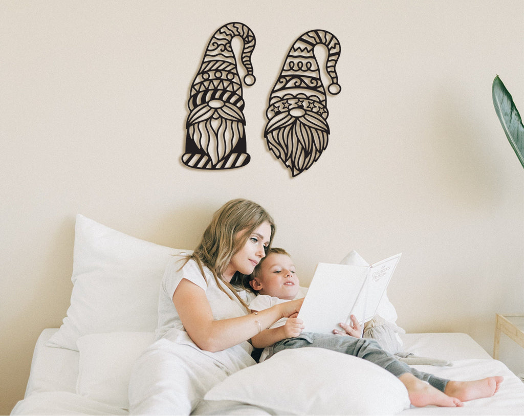 Gnomes Wood Ornament Set: Geometric Wall Art