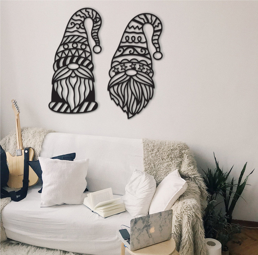 Gnomes Wood Ornament Set: Geometric Wall Art