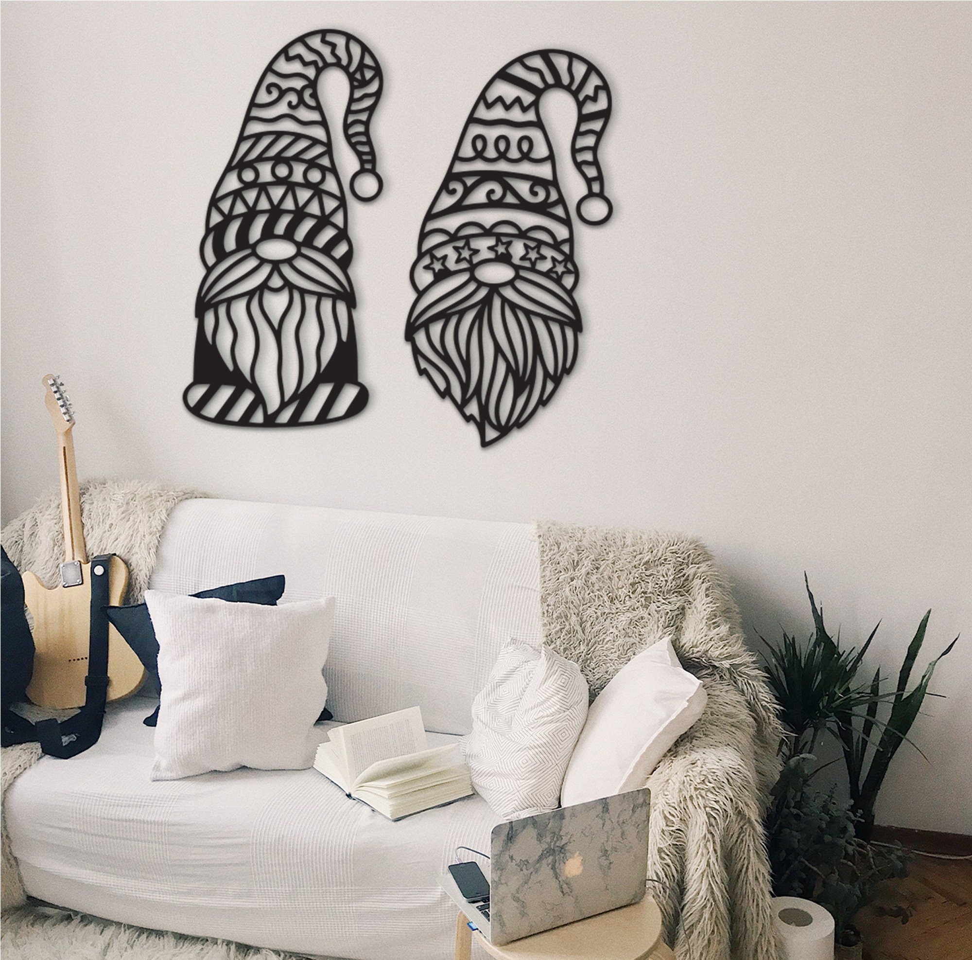 Gnomes Wood Ornament Set: Geometric Wall Art