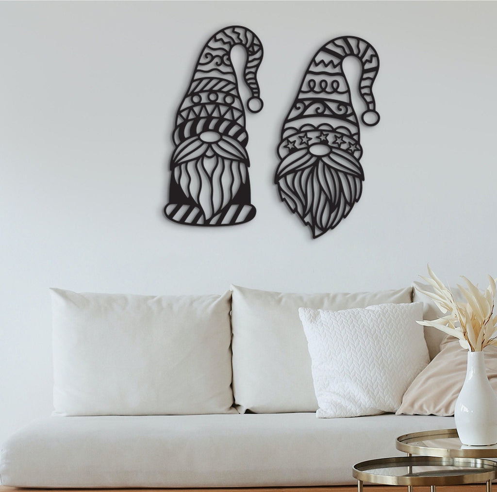Gnomes Wood Ornament Set: Geometric Wall Art
