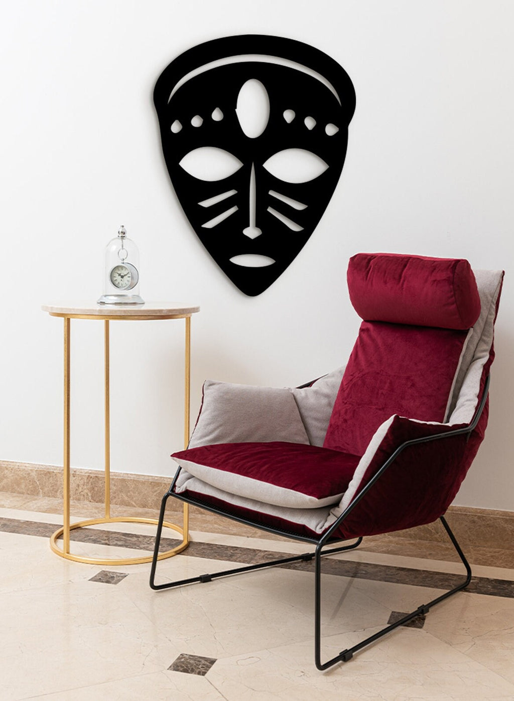 African Wood Mask: 3D Shadow Wall Art Decor
