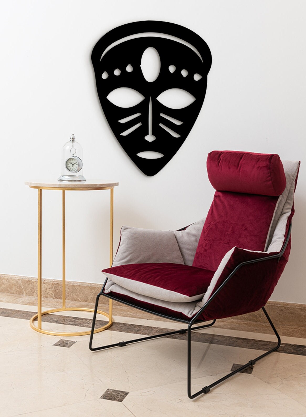 African Wood Mask: 3D Shadow Wall Art Decor