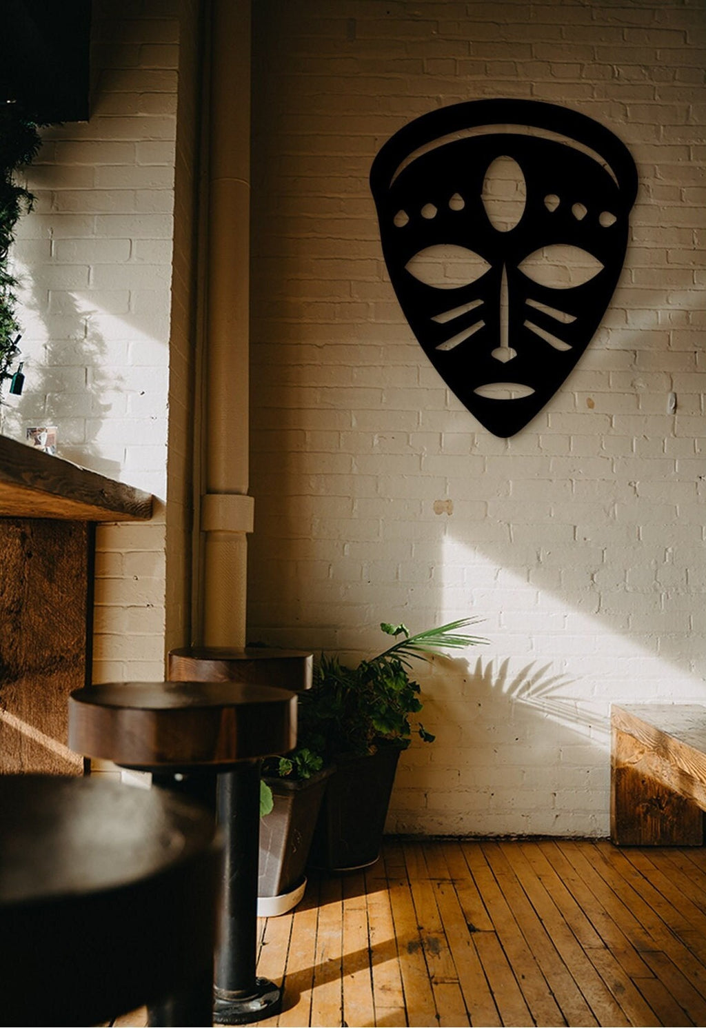 African Wood Mask: 3D Shadow Wall Art Decor