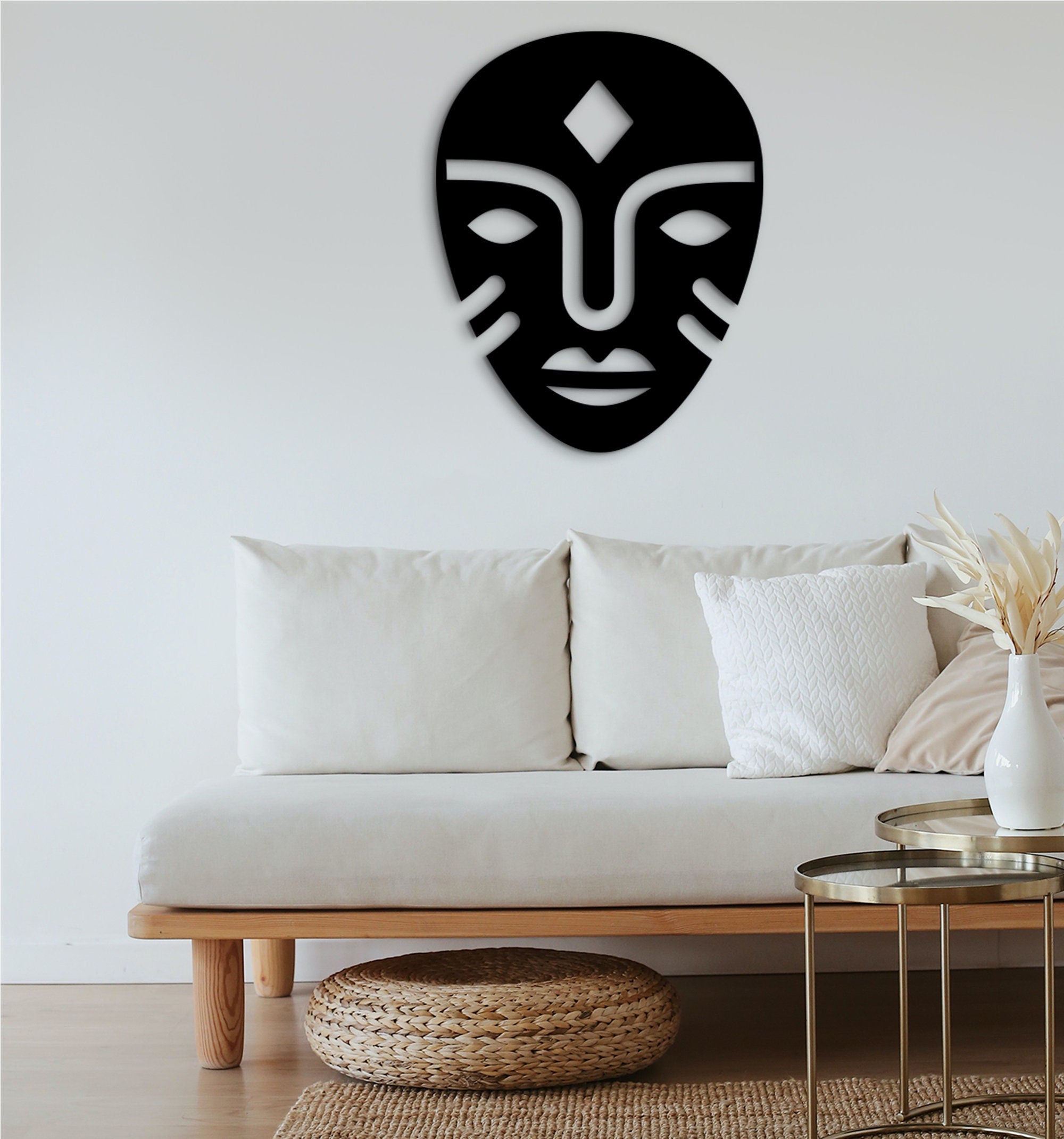 African Mask Wall Decor: Laser Cut Wood Art