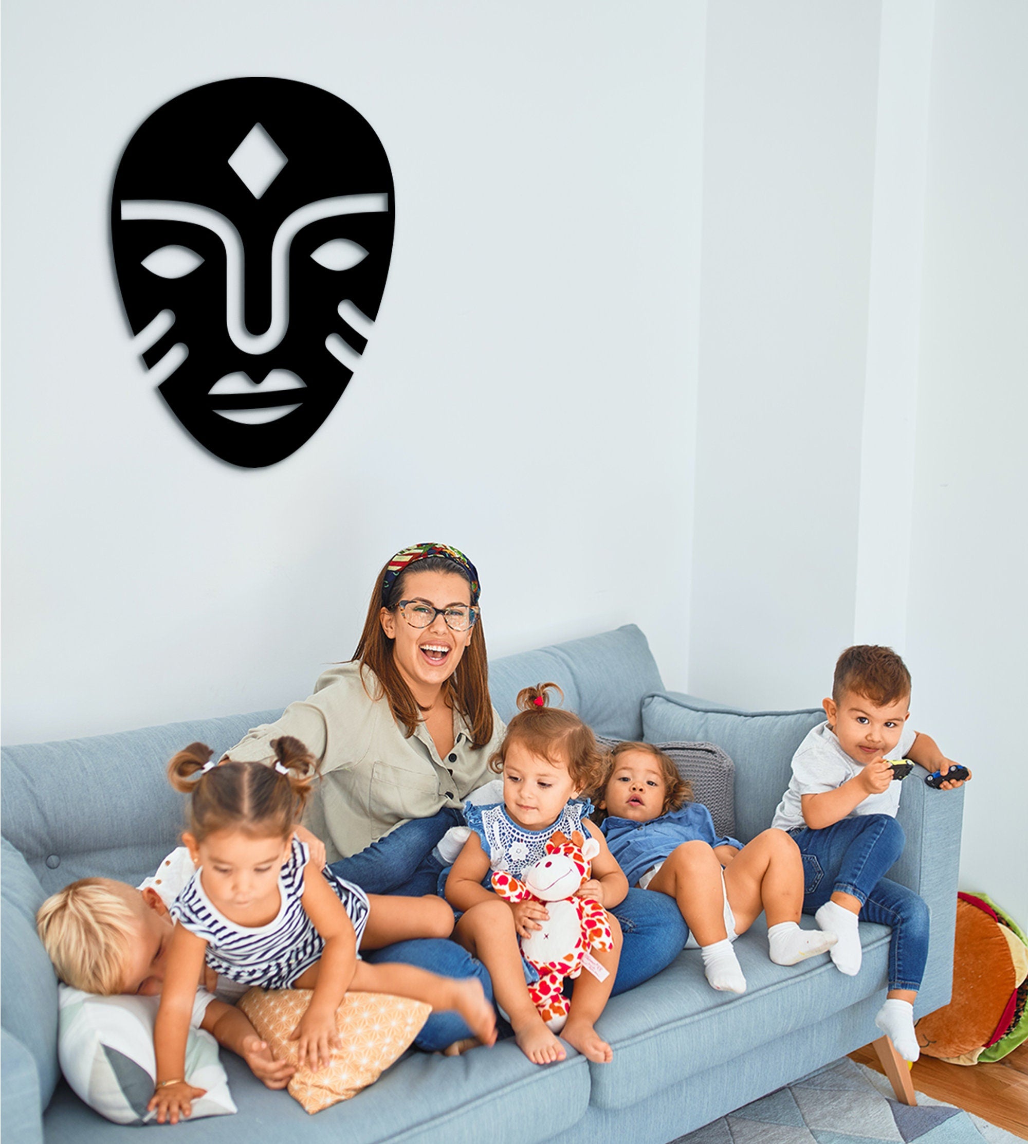 African Mask Wall Decor: Laser Cut Wood Art