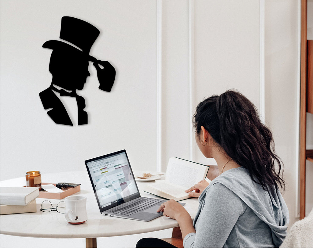 Victorian Gentleman Wood Wall Art: 3D Shadow Decor