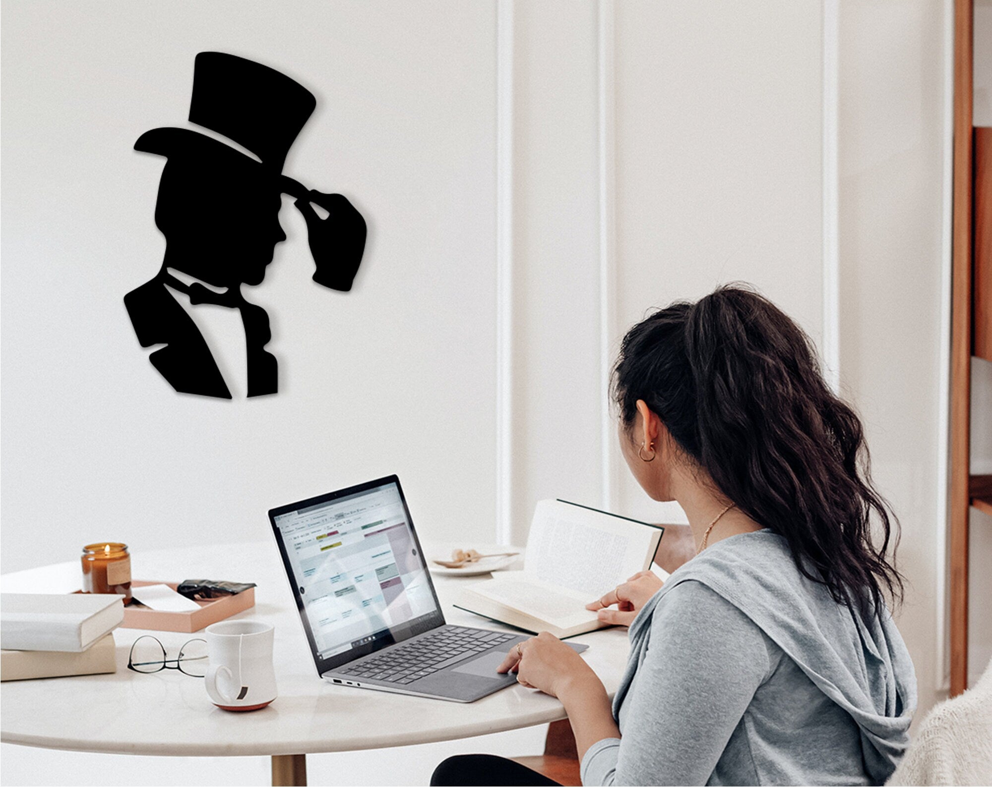 Victorian Gentleman Wood Wall Art: 3D Shadow Decor