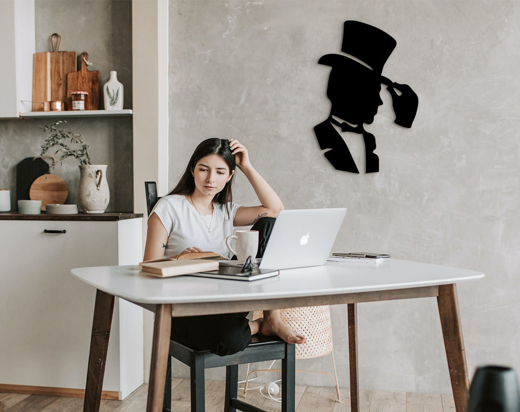 Victorian Gentleman Wood Wall Art: 3D Shadow Decor