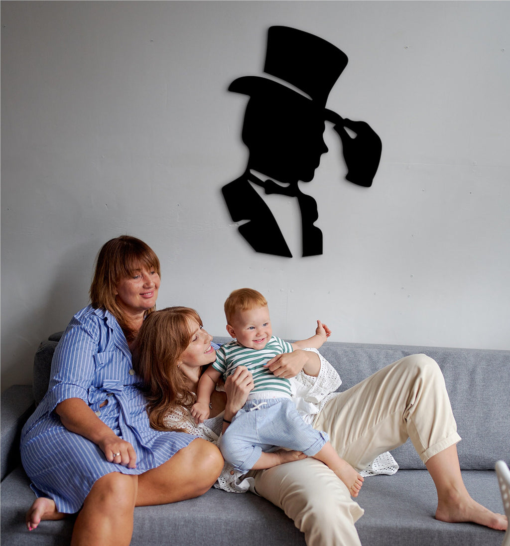 Victorian Gentleman Wood Wall Art: 3D Shadow Decor