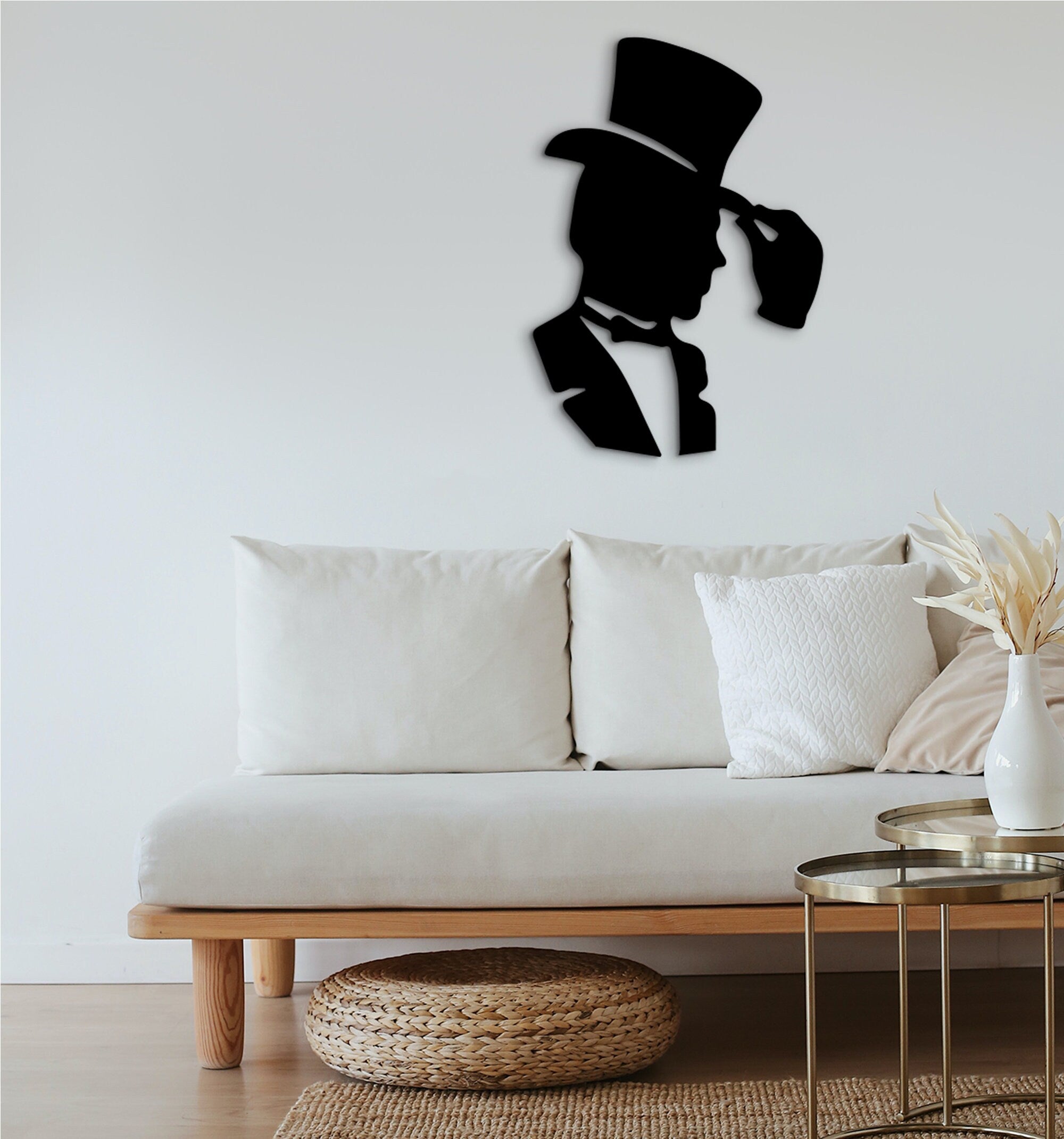 Victorian Gentleman Wood Wall Art: 3D Shadow Decor