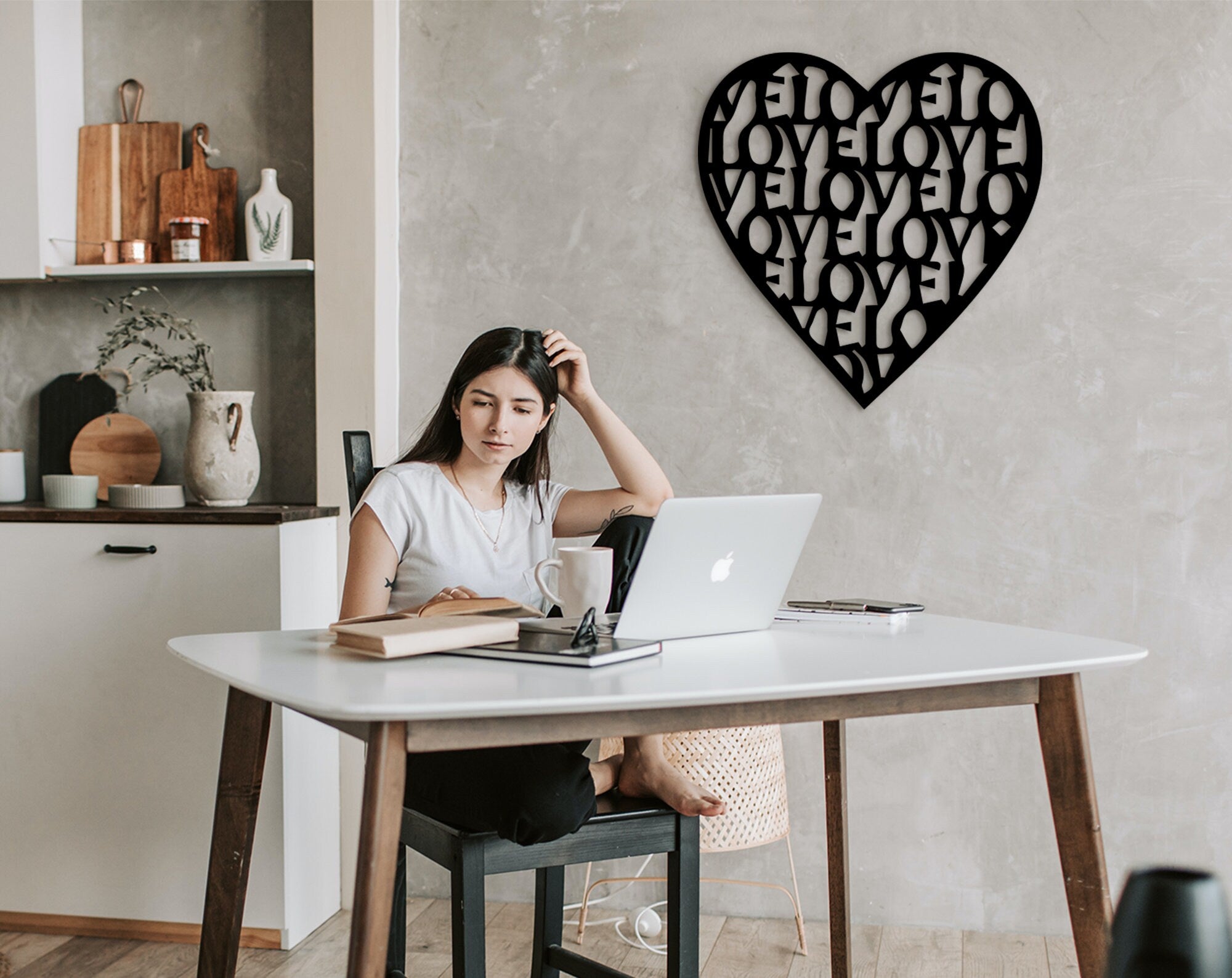 Geometric Heart Wood Wall Art: Love Home Decor