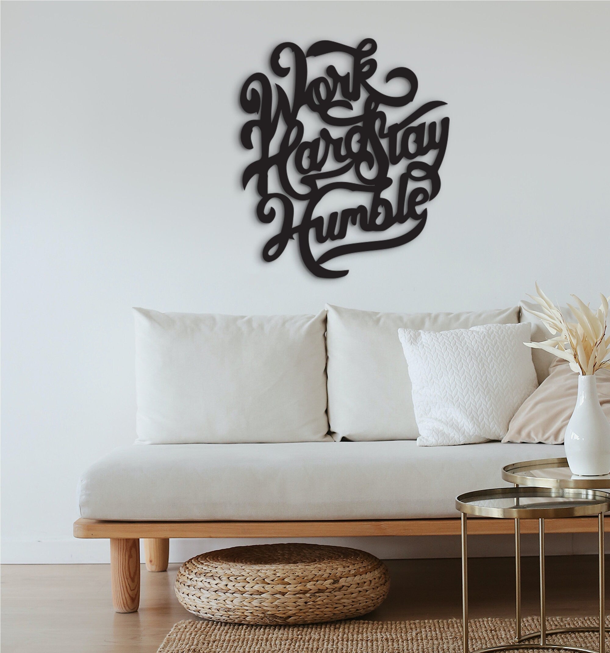 Work Hard Stay Humble Wood Sign: Laser Cut Motivational Wall Decor