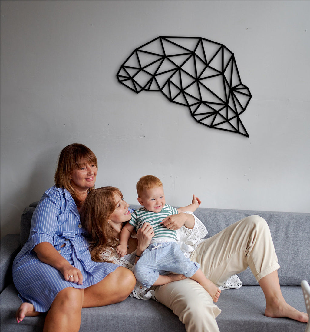 Geometric Brain Hemispheres Wood Wall Art: Neurology Decor