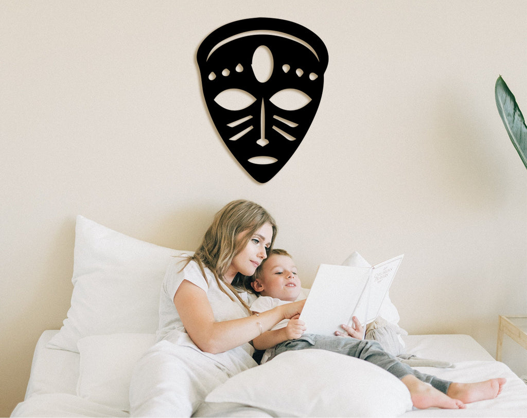 African Wood Mask: 3D Shadow Wall Art Decor