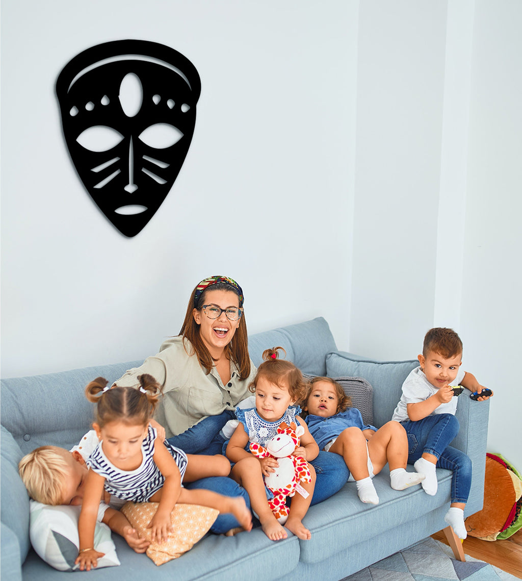 African Wood Mask: 3D Shadow Wall Art Decor