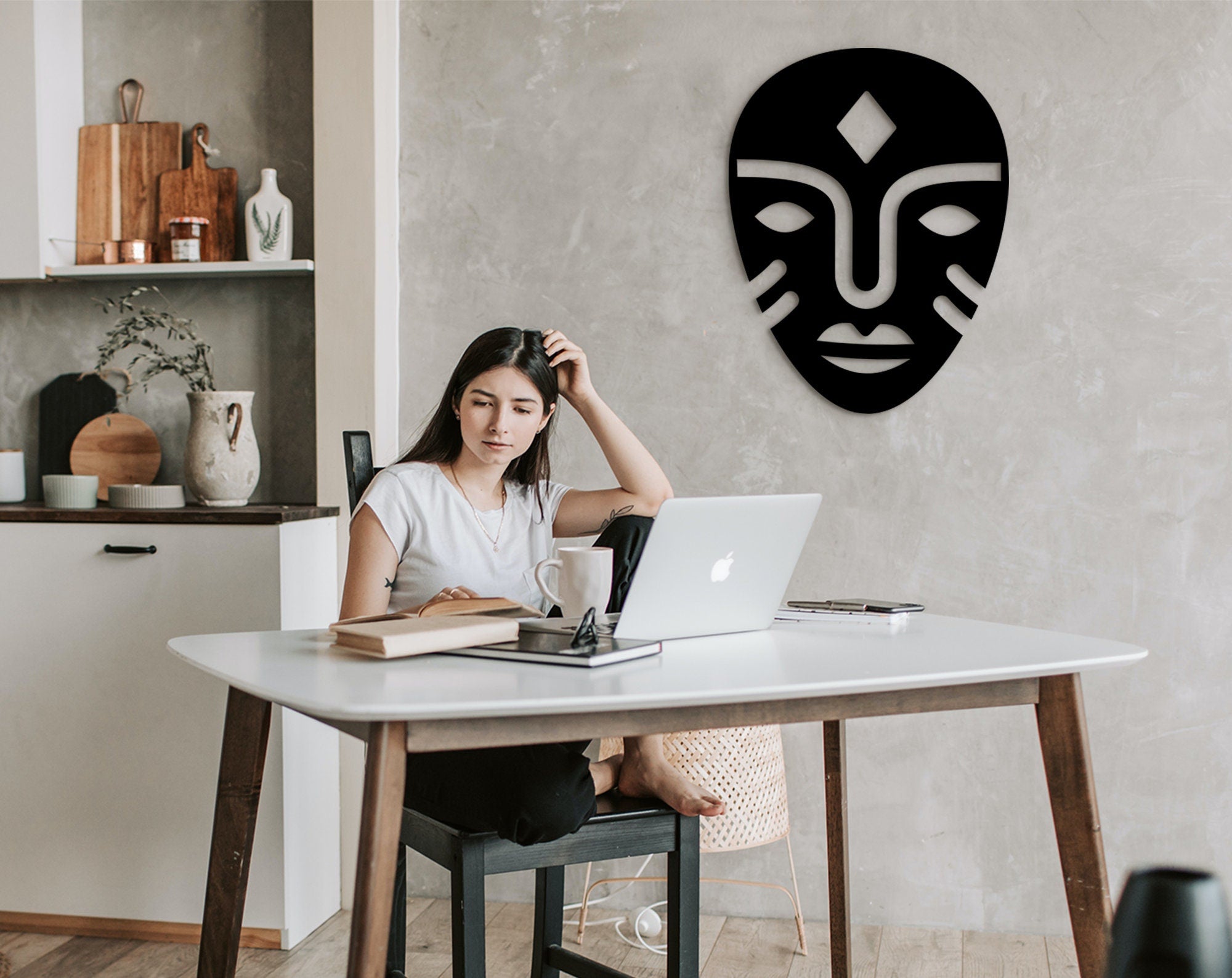 African Mask Wall Decor: Laser Cut Wood Art