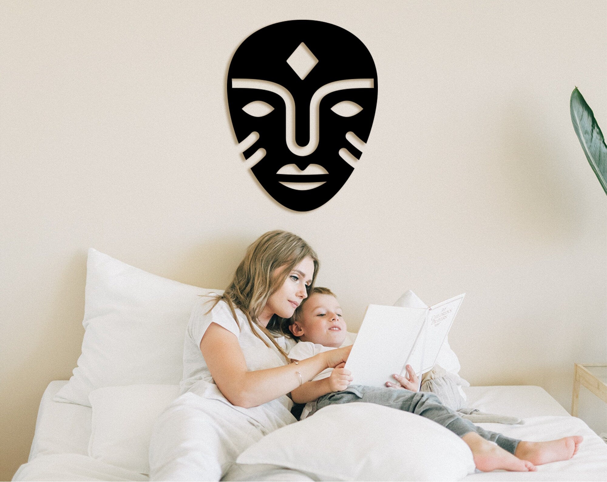 African Mask Wall Decor: Laser Cut Wood Art