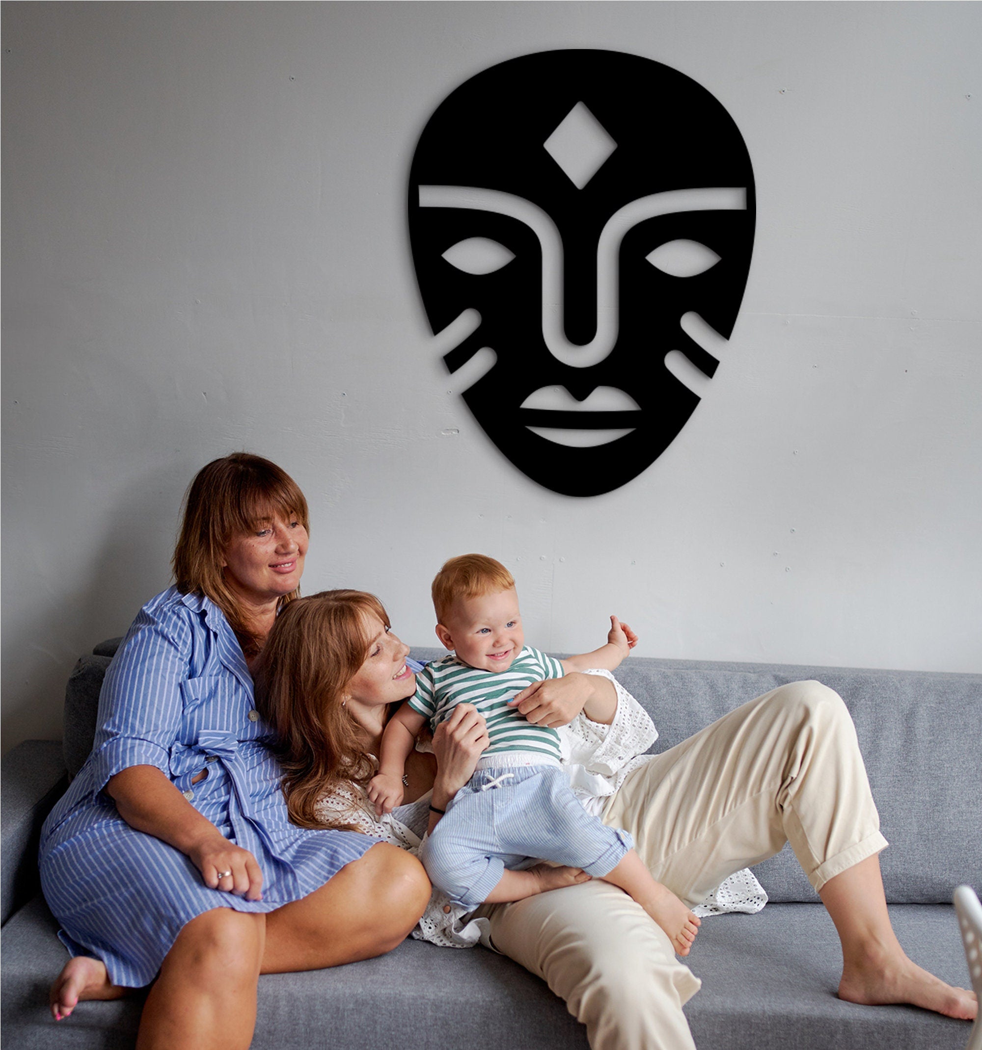 African Mask Wall Decor: Laser Cut Wood Art