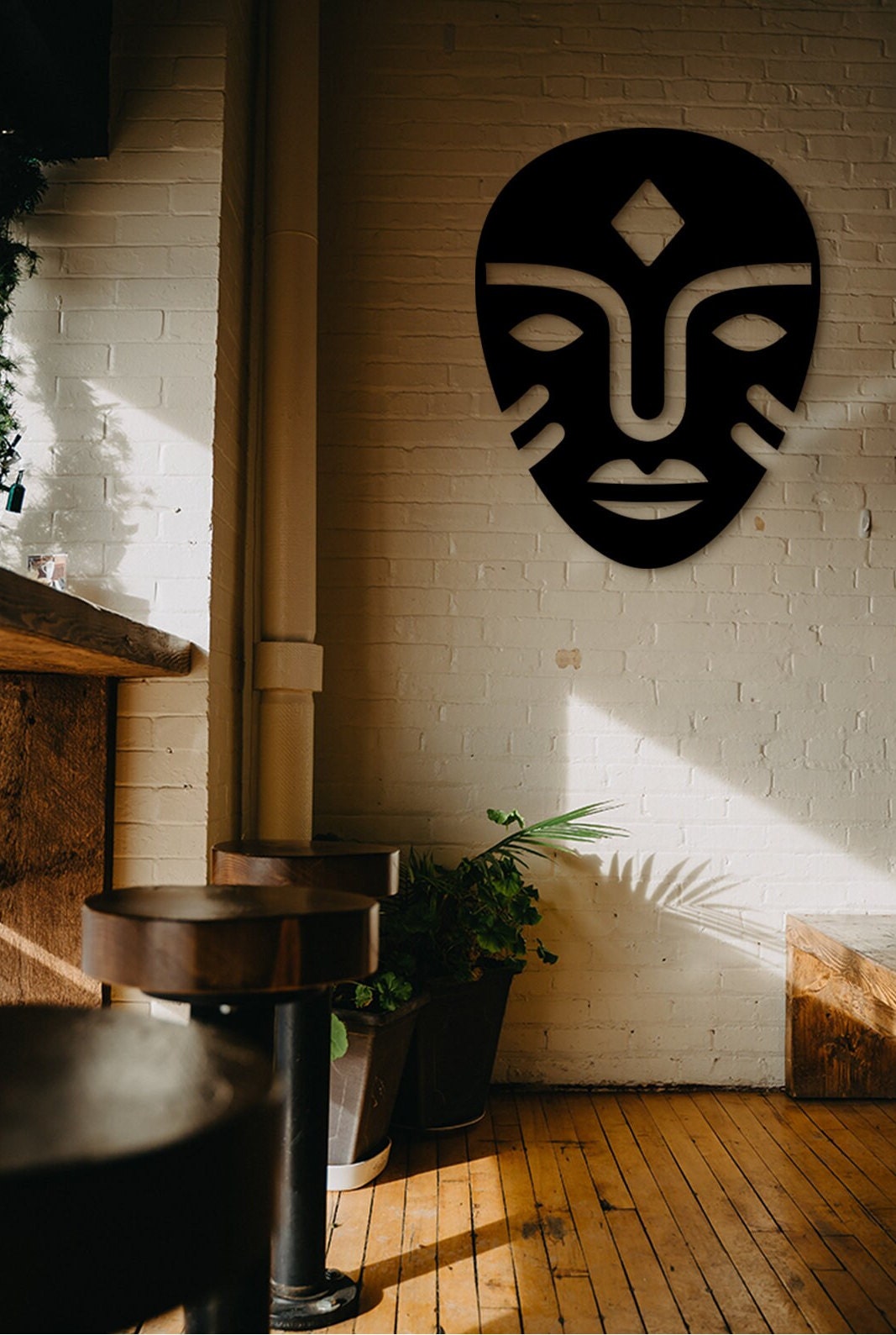 African Mask Wall Decor: Laser Cut Wood Art