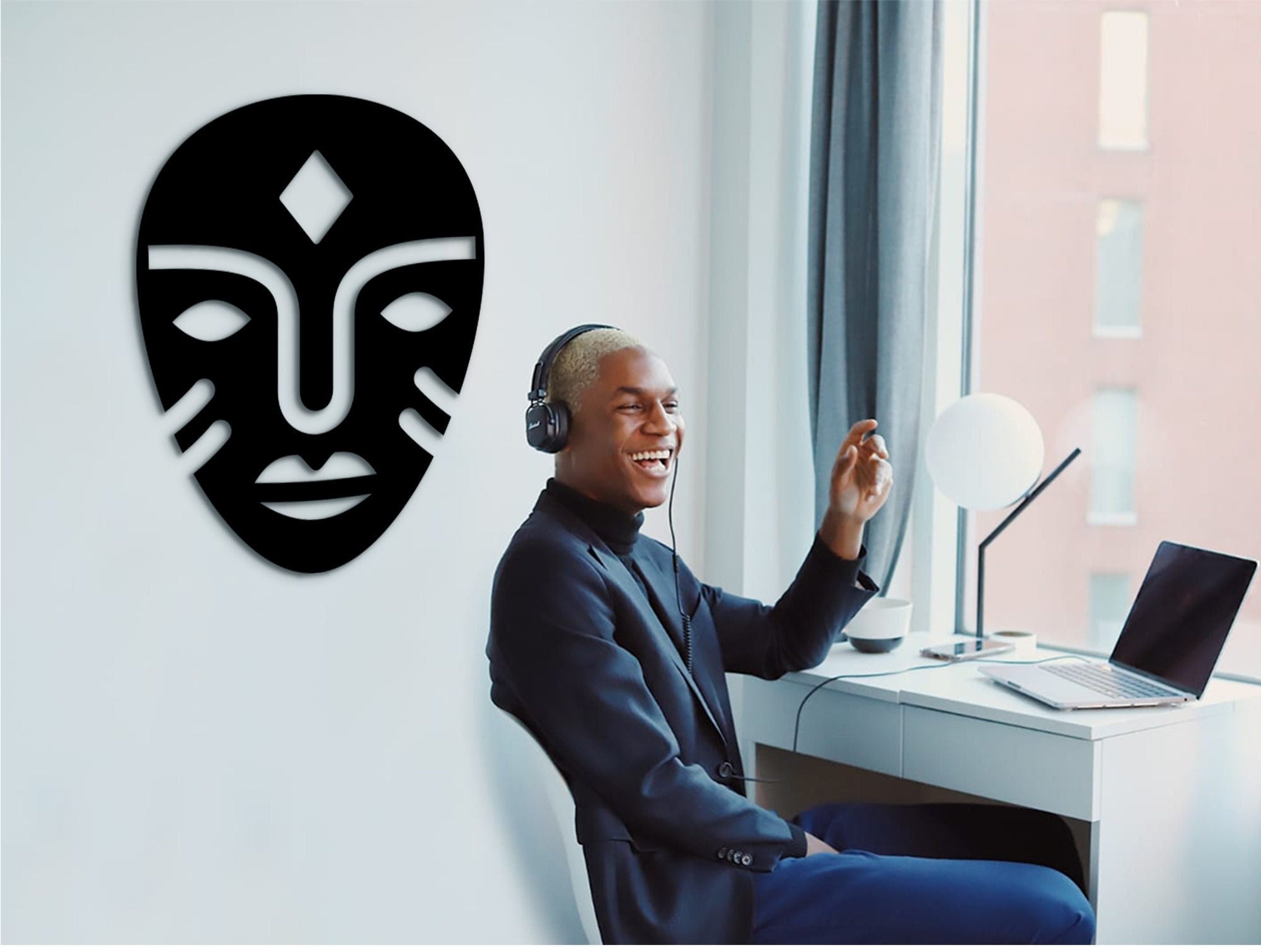 African Mask Wall Decor: Laser Cut Wood Art