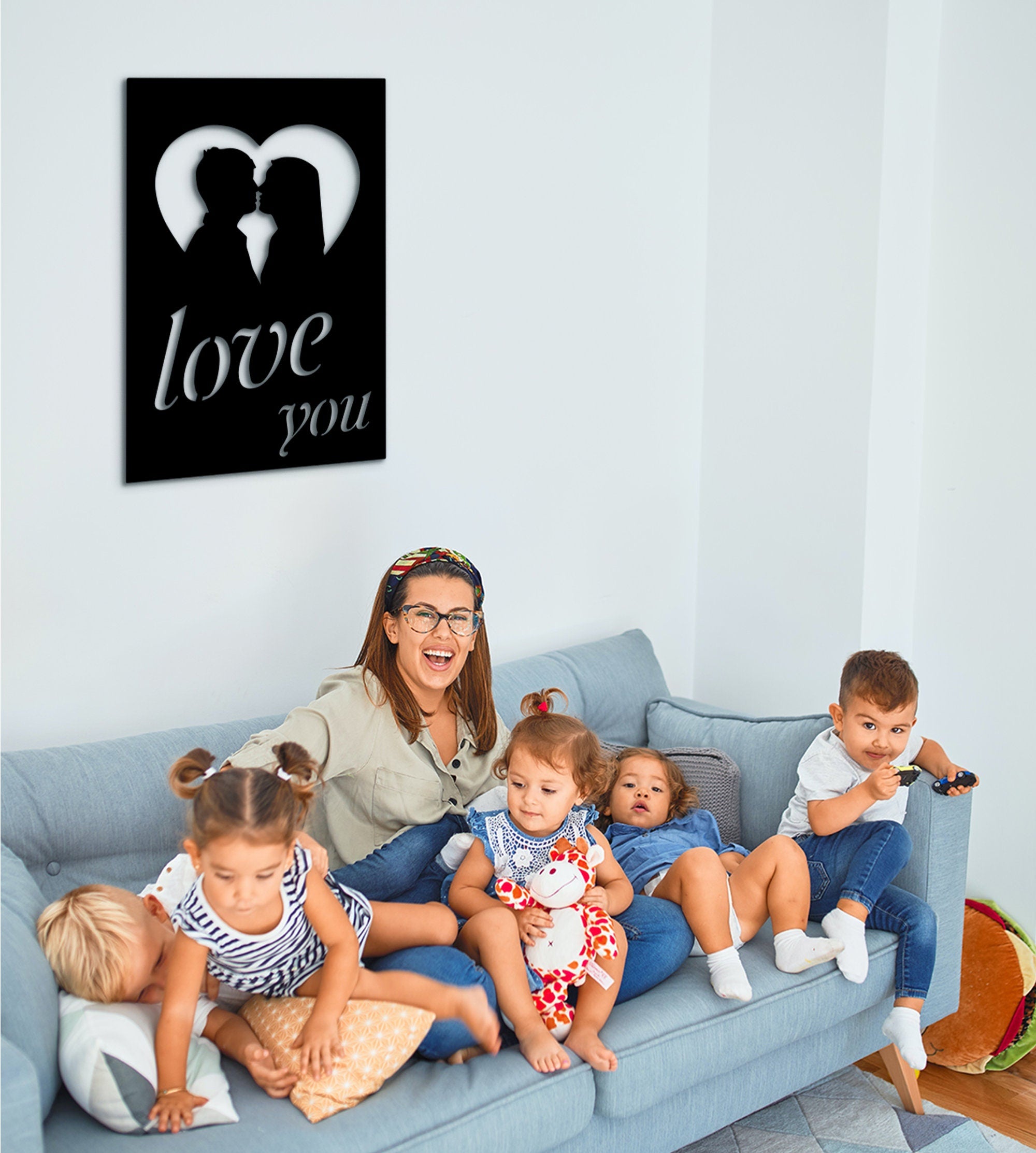 Love You Wood Sign: 3D Shadow Effect, Valentines Gift