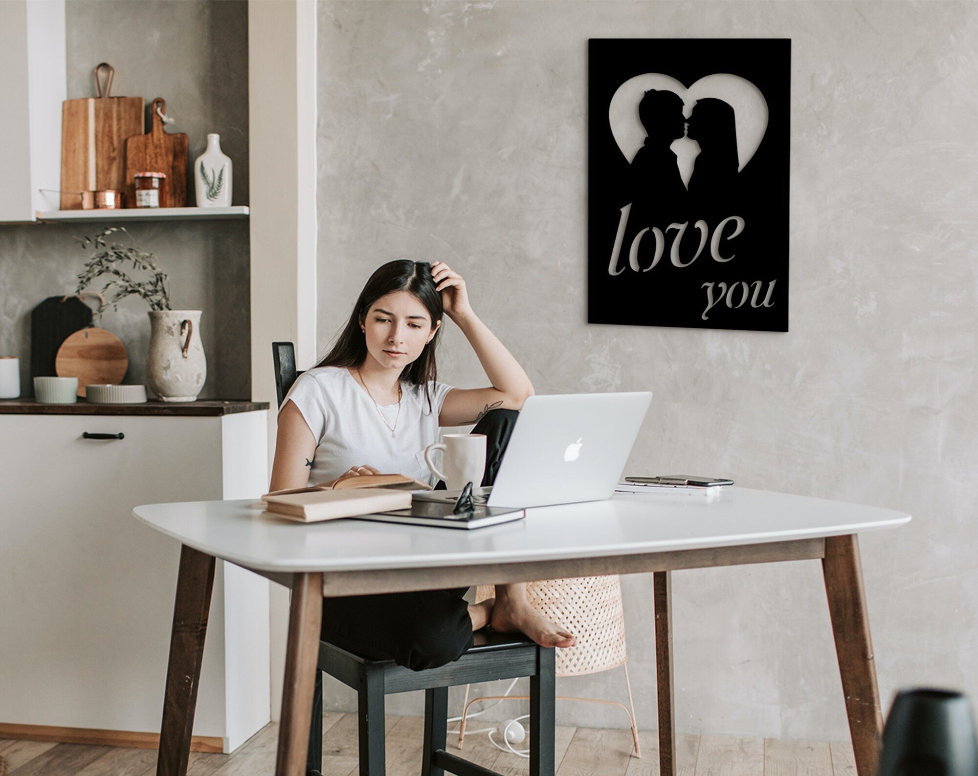 Love You Wood Sign: 3D Shadow Effect, Valentines Gift