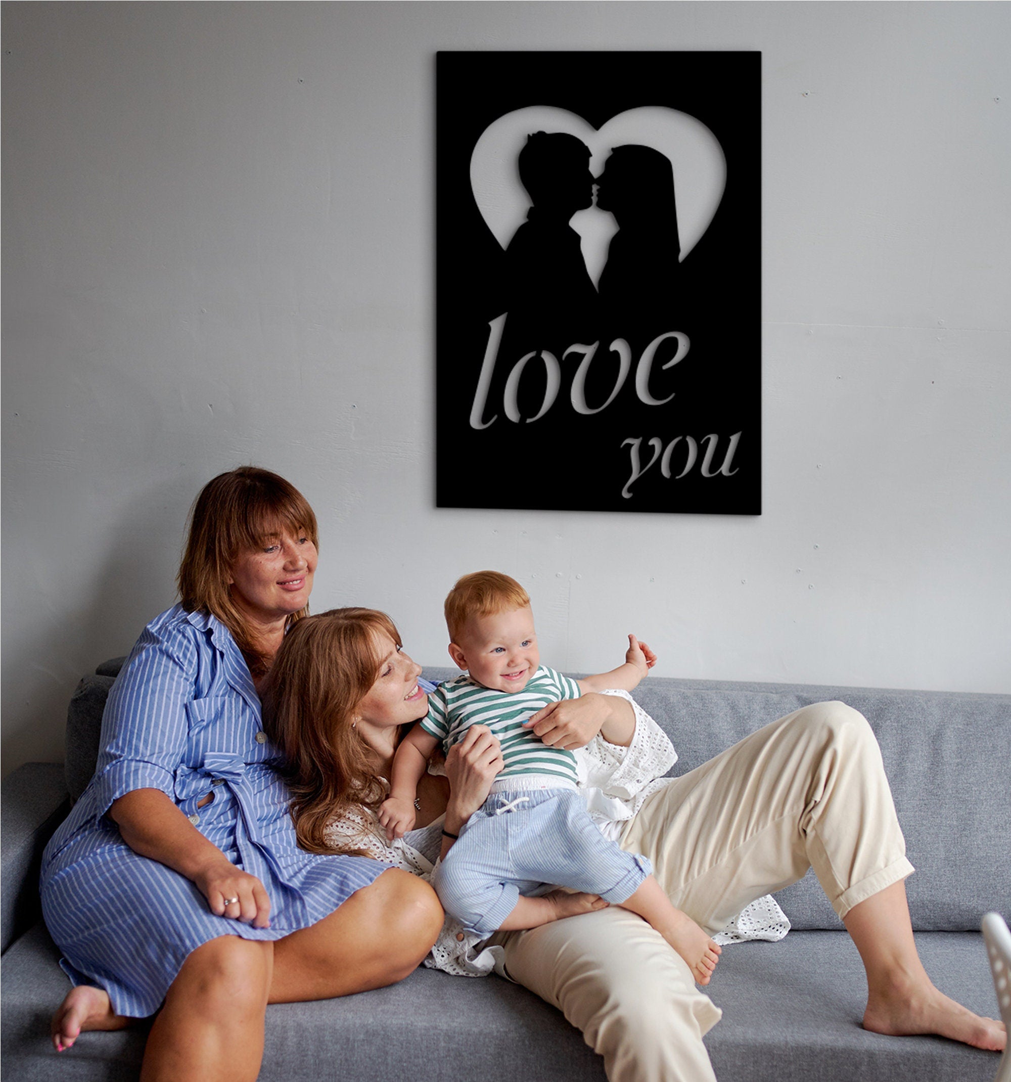 Love You Wood Sign: 3D Shadow Effect, Valentines Gift