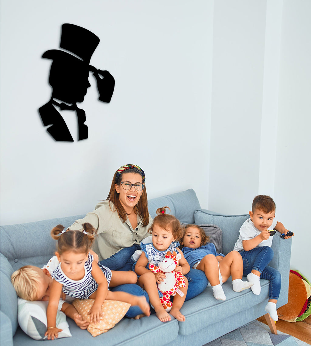 Victorian Gentleman Wood Wall Art: 3D Shadow Decor