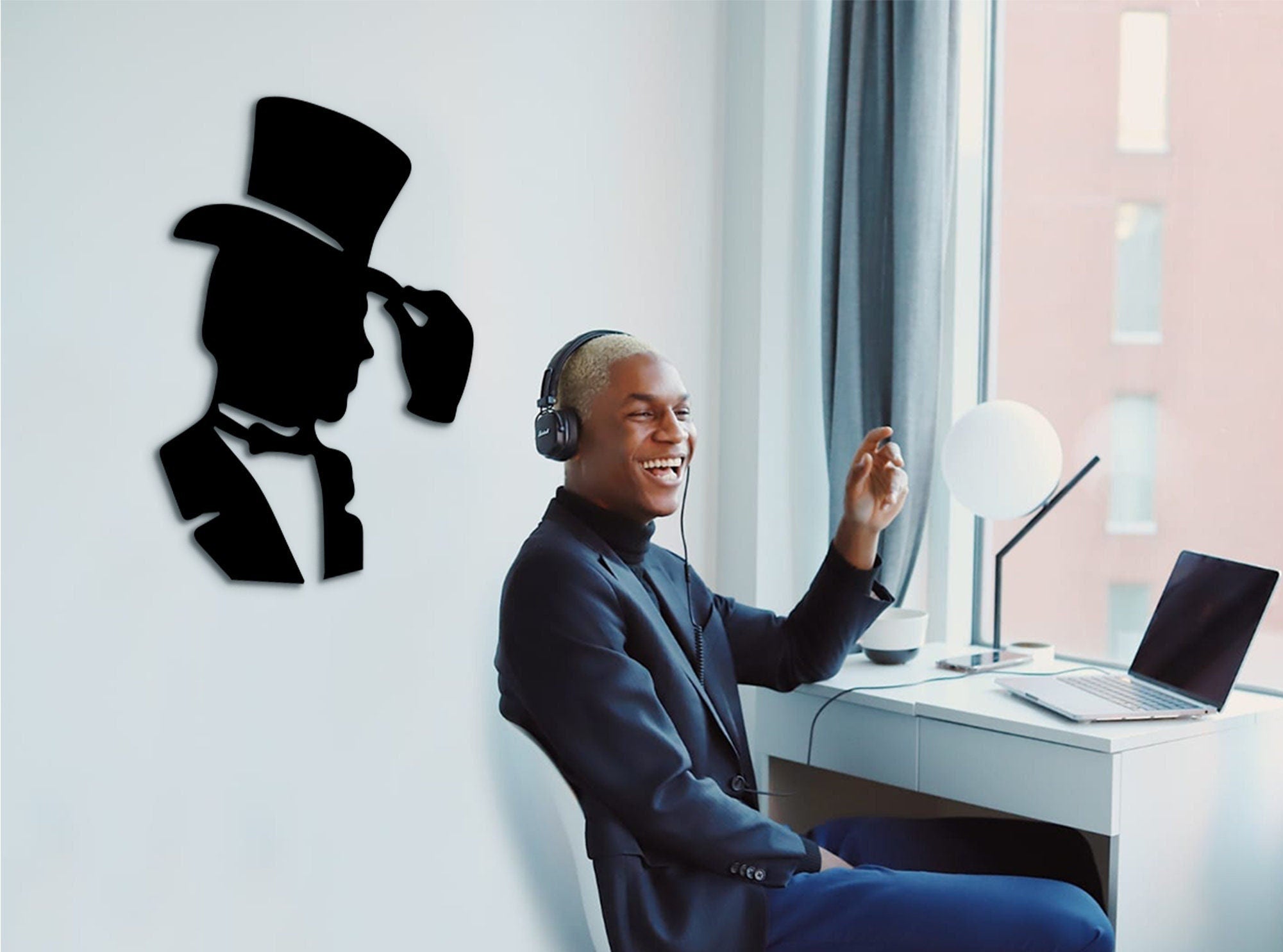 Victorian Gentleman Wood Wall Art: 3D Shadow Decor