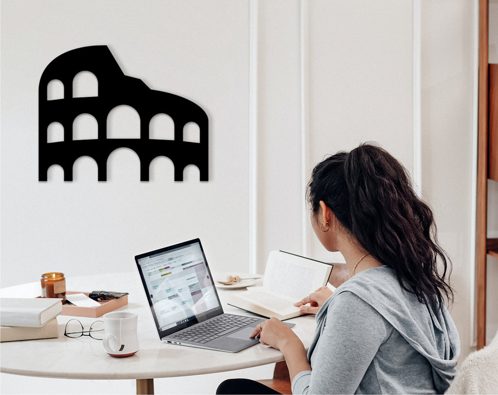 Colosseum Wood Wall Art: 3D Shadow Effect, Roman Decor